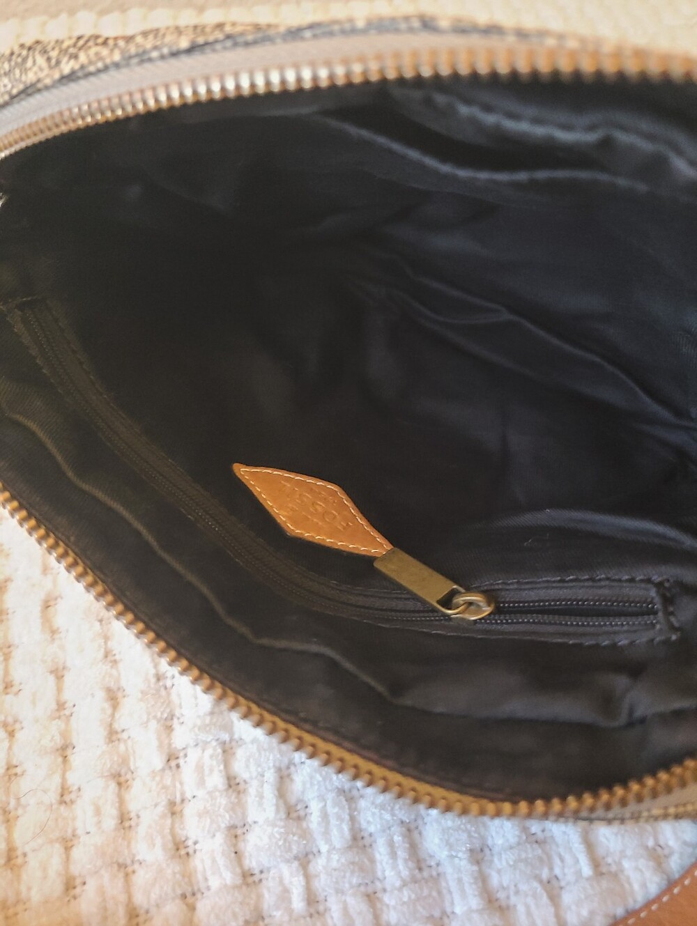 Fossil Leather-Trim Crossbody Bag in Brown and Tan - Picture 8 of 8